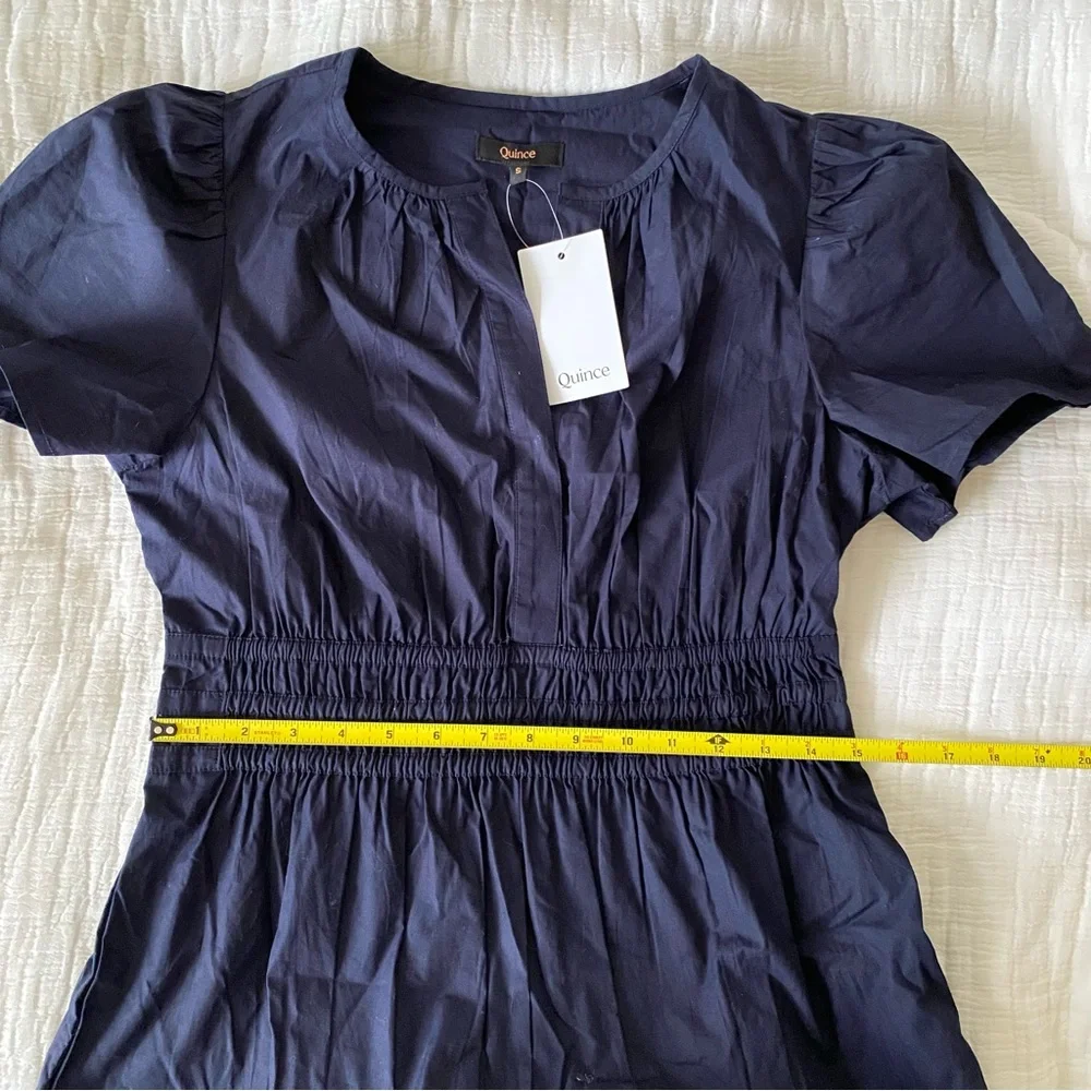 NEW Quince 100% Organic Cotton Poplin Tiered V-Neck Short Sleeve Maxi Dress sz S - Picture 12 of 13